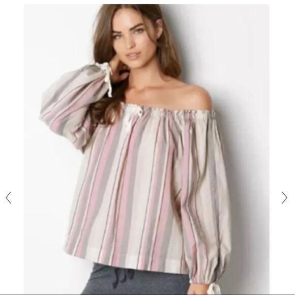 Victoria's Secret Tops - Nwot Victoria Secret boho off the shoulder striped top oversized fit XS